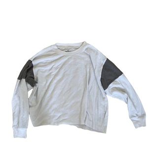 Hollister White and Grey Waffle Henley Top